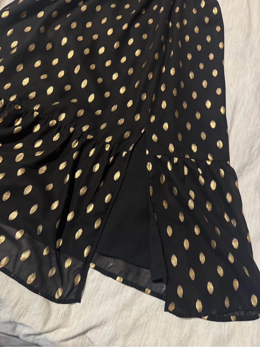 Grace Karin Black Midi Dress with Gold Metallic Dots - Picture 2 of 4